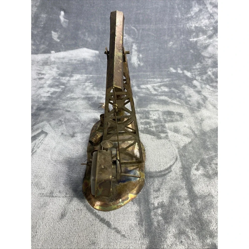 Vintage Copper Oil Well Sculpture Motion Music Box The Dream 9.5"x 10.5" Working - Picture 8 of 12